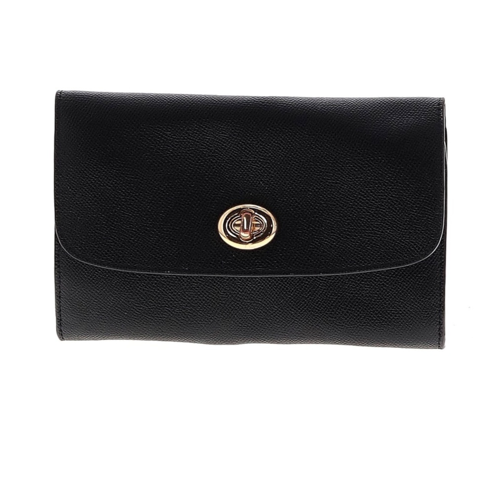 Coach Black Turn-lock Large Wristlet Wallet